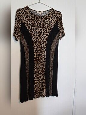 MICHAEL Michael Kors Leopard Print Dress in Black and Tan